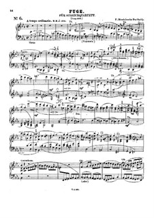 Four Pieces for String Quartet, Op.81: No.4 Fugue. Version for piano by Felix Mendelssohn-Bartholdy