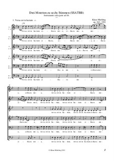 Drei Motetten zu sechs Stimmen (SSATBB), Op.38: Drei Motetten zu sechs Stimmen (SSATBB) by Klaus Miehling