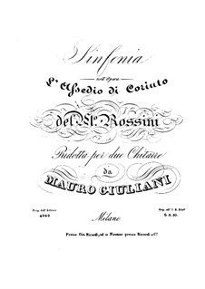 Le siège de Corinthe (The Siege of Corinth): Overture, for two guitars by Gioacchino Rossini