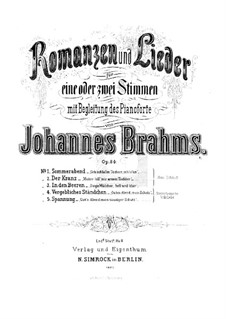 Romances and Songs, Op.84: Complete set by Johannes Brahms
