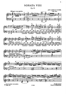 Sonata for Piano in B Flat Major, Op.23: Sonata for Piano n B Flat Major by Jan Ladislav Dussek