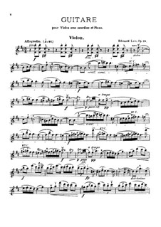 Guitare, Op.28: Score for violin and piano, solo part by Édouard Lalo