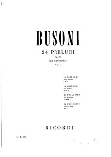 Twenty-Four Preludes for Piano, BV 181 Op.37: Preludes No.1-4 by Ferruccio Busoni