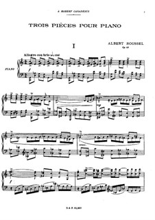 Three Pieces for Piano, Op.49: Three Pieces for Piano by Albert Roussel