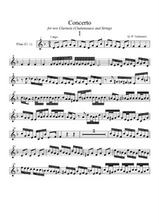 Concerto for Two Clarinets (Chalumeaux), Strings and Piano: Movement I – clarinet I or flute I part by Georg Philipp Telemann