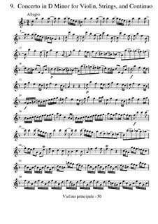Violin Concerto No.9 in D Minor, RV 236: Parts by Antonio Vivaldi