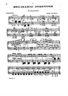 Belisario: Overture, for Piano by Gaetano Donizetti