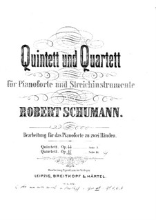 Piano Quintet in E Flat Major, Op.44: Version for piano by Robert Schumann