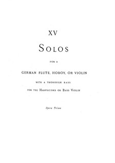 Sonatas for Flute (or Oboe, or Violin) and Basso Continuo, HWV 359-373 Op.1: Sonatas for Flute (or Oboe, or Violin) and Basso Continuo by Georg Friedrich Händel
