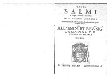 Salmi a cinque, trè voci, e due violini, Op.5: Salmi a cinque, trè voci, e due violini by Giovanni Legrenzi