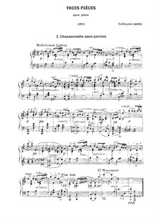 Three Pieces for Piano: Complete set by Guillaume Lekeu