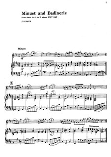 Minuet and Badinerie: For volin and piano by Johann Sebastian Bach