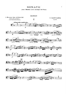 Sonata for Bassoon and Piano in G Major, Op.168: Score, solo part by Camille Saint-Saëns
