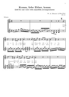 Komm, liebe Zither, K.351 (367b): Für Stimme und Mandoline by Wolfgang Amadeus Mozart