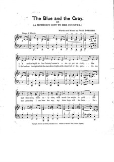 The Blue and the Gray: Piano-vocal score by Paul Dresser