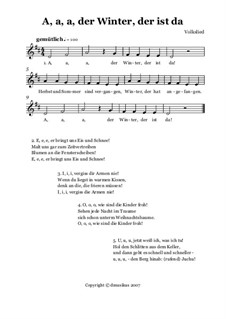 A, a, a, der Winter, der ist da: Für Singstimme by folklore