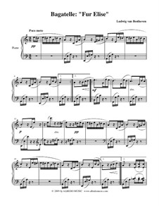 For Elise, for Piano, WoO 59: For a single performer by Ludwig van Beethoven