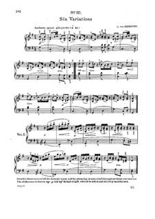 Six Variations on an Original Theme, WoO 77: For piano (with fingering) by Ludwig van Beethoven