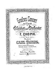 Complete Concerto: Version for piano by C. Tausig by Frédéric Chopin