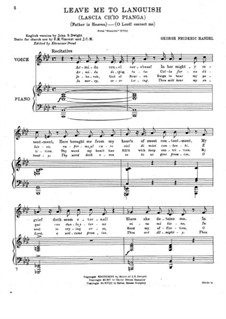 Lascia Ch'io Pianga (Vocal score): For voice and piano (D Flat Major) by Georg Friedrich Händel