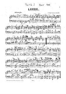 Partita for Violin No.3 in E Major, BWV 1006: Arrangement for piano by Johann Sebastian Bach