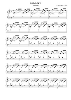 Prelude and Fugue No.1 in C Major, BWV 846: For keyboard (high quality sheet music) by Johann Sebastian Bach