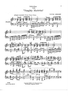 Naughty Marietta: Selected themes, for piano by Victor Herbert