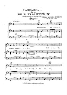 Barcarole: Version for voice and piano by Jacques Offenbach
