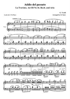 Addio del passato: For voice and piano (Italian text) by Giuseppe Verdi