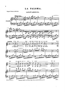 La Paloma (The Dove): Piano-vocal score by Sebastián Yradier