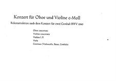 Concerto for Violin, Oboe and Strings No.1 in C Minor, BWV 1060r: Movement I by Johann Sebastian Bach