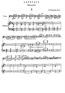 Two Characteristic Mazurkas, Op.19: For violin and piano by Henryk Wieniawski