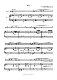 Two Songs, Op.1: No.2 Mai. Version for bassoon and piano by Gabriel Fauré
