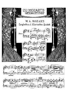 Quintet for Clarinet and Strings in A Major, K.581: Movement II. Arrangement for piano by Wolfgang Amadeus Mozart