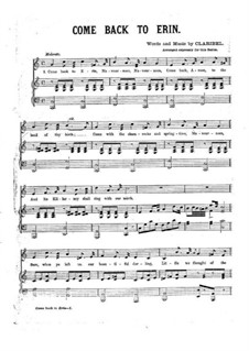 Come Back to Erin: Piano-vocal score by Claribel