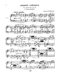 String Quartet No.1 in D Major, TH 111 Op.11: Movement II, for piano by Pyotr Tchaikovsky