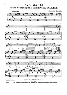 Ave Maria: For voice and piano (G major) by Johann Sebastian Bach, Charles Gounod
