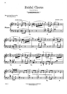 Bridal Chorus, for Piano: For a single performer by Richard Wagner