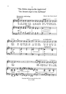 Eight Songs. No.1 The Robin Sings in the Apple-Tree, Op.47: Eight Songs. No.1 The Robin Sings in the Apple-Tree by Edward MacDowell