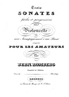 Three Sonatas for Cello and Basso Continuo, Op.43: Cello part by Bernhard Romberg