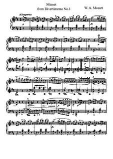 Divertissement No.17 in D Major, K.334: Minuet, for piano by Wolfgang Amadeus Mozart