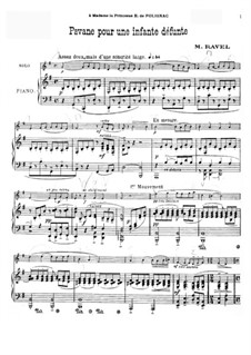 Pavane pour une infante défunte (Pavane for a Dead Princess), M.19: For violin and piano by Maurice Ravel