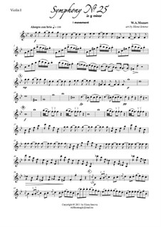 Symphony No.25 in G Minor, K.183: Movement I. Arrangement for string quartet by Wolfgang Amadeus Mozart