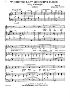 Where the Lazy Mississippi Flows, for Voice (or Violin) and Piano: For voice (or violin) and piano by Rollo de Freyne