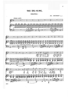Erlkönig (Forest King), D.328 Op.1: Piano-vocal score by Franz Schubert