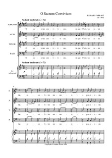 O Sacrum Convivium for SATB: O Sacrum Convivium for SATB by Richard Farrant