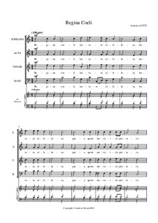 Regina Coeli: For SATB by Antonio Lotti