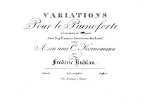 Variations on Aria 'God Dag Rasmus Jansen me din Koste', Op.15: Variations on Aria 'God Dag Rasmus Jansen me din Koste' by Friedrich Kuhlau