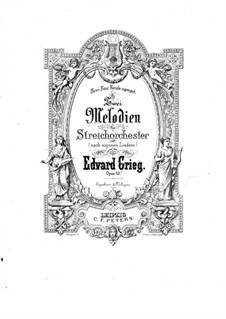 Two Melodies for String Orchestra, Op.53: Full score by Edvard Grieg