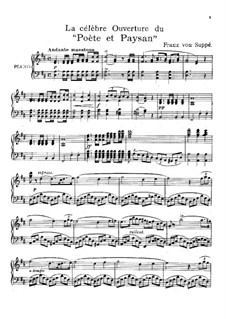 Overture to 'Poet and Peasant': For piano by Franz von Suppé